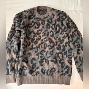 All Saints Gray leopard print wool sweater